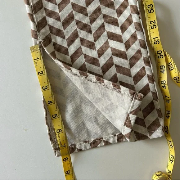 PacSun Chevron Herringbone Jeans Brown Cream Geometric Spring Denim Size 24 - Picture 9 of 9